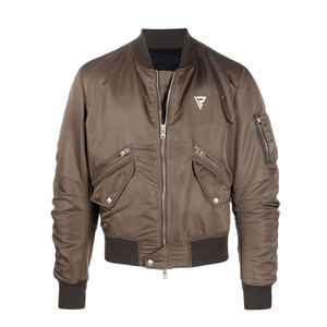 Brown Varsity Bomber Jacket Mens High Street Style Winter Stand Collar Diseño personalizado OEM Venta al por mayor 2025 Chaqueta de moda para hombres - Product Image 3
