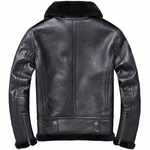<b>Men</b> Biker <b>Sheepskin</b> Leather Casual Fur Fashion Bomber Genuine Leather <b>Jacket</b> for <b>Men</b> Coat OEM - Product Image 6