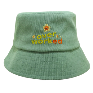 Mode velours côtelé seau chapeau avec broderie personnalisée texte Logo mignon minimaliste Streetwear Style doux coton casquette Vietnam usine - Product Image 4