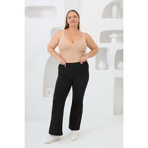 Plus Size Black Steel Knit <b>Flared</b> <b>Leggings</b> - Product Image 4