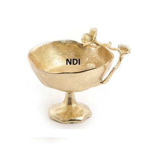 Bol de service de finition dorée de style moderne, fabriqué à la main, décoration de la maison, dessus de table, bol décoratif en laiton pour servir des aliments et des fruits - Product Image 1