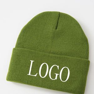 Bonnets d'hiver tricotés de haute qualité pour hommes et femmes, 50% laine mérinos, bérets avec étiquette en daim, logo personnalisable pour la plage, les voyages d'affaires - Product Image 1