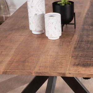 Industrial Extendable Mango Wooden & Metal Base Home <b>Kitchen</b> Restaurant Use Dining <b>Table</b> With <b>Folding</b> Natural & Black Finish - Product Image 3