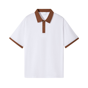 Venta al por mayor de alta calidad 100% algodón de los hombres para camiseta Polo de manga corta transpirable con diseño personalizado logotipo frontal sólido - Product Image 4