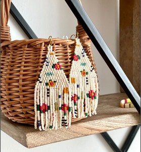 ต่างหูดอกไม้ครีม/พืชวิทยา,ต่างหูขอบ,ต่างหูยาว,เรขาคณิต,ของขวัญสําหรับผู้หญิง - Product Image 2