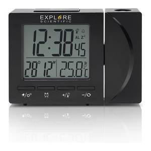 Reloj de Mesa Inteligente Multifunción con Control por Radio y Alarma, Modelo RDP1001BLK de Explore Scientific, Color Negro - Product Image 1
