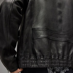 Chaqueta de cuero de piel de vaca para hombre personalizada de calidad de estilo callejero de Pakistán 100% cuero Real tela de lona más Popular - Product Image 5