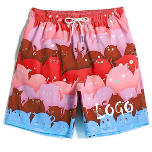 Pantalones cortos de tabla de fitness de playa con estampado de flores sólidas para hombre, precio al por mayor, pantalones cortos de sublimación de punto de poliéster OEM de verano - Product Image 5