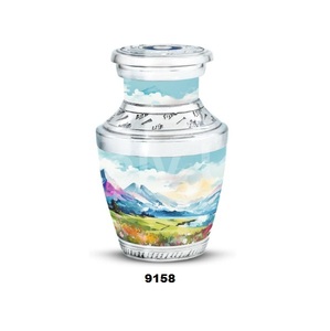 Belle urne adulte de crémation de mini souvenir peinte à la main pour les cendres humaines avec sac en velours gratuit - Product Image 1