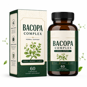 Cápsulas Premium de Bacopa y Melena de León 300mg con <span class=keywords><strong>Ginkgo</strong></span> <span class=keywords><strong>Biloba</strong></span> y L-Teanina para la Memoria, Concentración y Claridad Mental, Suplemento a Base de Plantas, a Granel - Product Image 1