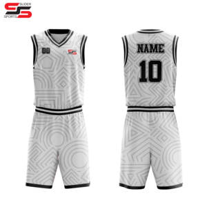 Kit de uniformes de baloncesto, uniformes de baloncesto sublimados, camisetas, pantalones cortos, aparejos bordados, uniformes de baloncesto de sarga - Product Image 3