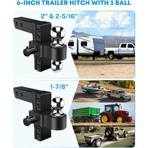 AMBITION Kit <span class=keywords><strong>d</strong></span>'<span class=keywords><strong>attelage</strong></span> de remorque réglable de 6 "pour récepteur de 2" 2.5 "avec 3 billes 1-7/8" 2 "2-5/16" 12500 LBS - Product Image 3