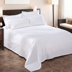 Ensemble de literie d'hôtel de qualité satin en vrac vente en gros King Size 100% coton couverture de drap de lit blanc qualité satin imprimé soie de bambou - Product Image 2