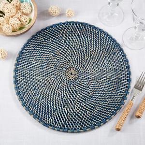 Wholesale Best Selling Handmade Rattan Blue <b>Round</b> Placemat Natural Woven <b>Table</b> Mat For <b>Dining</b> <b>Table</b> Kitchen And Restaurant Decor - Product Image 5