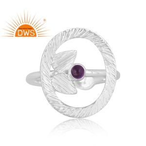 Meilleure vente bague réglable en argent sterling fin avec améthyste naturelle et pierres précieuses fabricant de bijoux personnalisés - Product Image 3