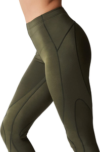 Nouveauté 2026 Pantalon de sport sans couture uni taille haute grande taille avec effet froncé aux fesses, coupe droite, jambe large et évasée, pour yoga et gym - Product Image 2