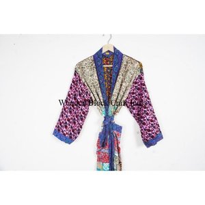 Handmade Wholesale Vintage <b>Silk</b> Saree <b>Kimono</b> Long Summer Dress Stylish Elegant Floral Multi Color Indian Boho Design - Product Image 2