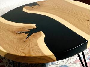 Table à manger en bois d'acacia en résine artisanale moderne de luxe Bleck, table de salon imperméable, table de mariage, table de retraite, table de condoléances, table de Diwali - Product Image 4