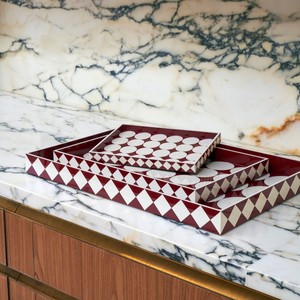 Bandejas de Laca Hechas a Mano con Diseño de Círculos Azules, Ecológicas y Más Vendidas al por Mayor, para Decoración del Hogar y Comedor - Product Image 3