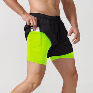Vente en gros de shorts de sport pour hommes shorts de sport élégants à 2 couches logo personnalisé short de course athlétique 2 en 1 à séchage rapidelivraison DDP - Product Image 1
