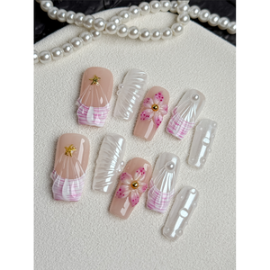 Uñas Postizas con Diseño de Concha Rosa - Product Image 3