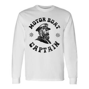 T-Shirt Vintage a Maniche Lunghe per Capitano di Imbarcazioni a Motore, T-Shirt Promozionale per Capitano di Imbarcazioni a Motore - Product Image 1