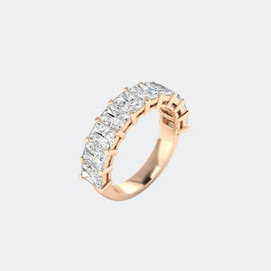 Bague demi-éternité sertie de diamants de laboratoire de 3,00 CTW, taille radiant, couleur D E F, pureté VVS VS, or blanc, or rose, bijoux pour femmes - Product Image 1
