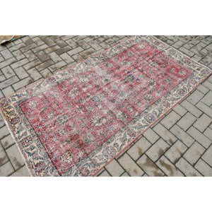 Tapis vintage, tapis turc décoratif 3,4x6,5 pieds, tapis à pois rouges et bleus - Product Image 2