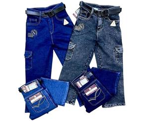 Jean à jambes larges en denim tricoté à double poche avec patch minimal Work Washed Technics - Product Image 1