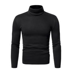 T-shirt à manches longues à col montant chaud en polaire pour homme, décontracté, pour l'automne et l'hiver, grande taille, tissu en élasthanne - Product Image 3