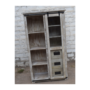 Armoire Almirah multifonctionnelle à porte coulissante en verre à 3 tiroirs en bois moderne personnalisée pour le salon, la cuisine et l'extérieur-SHIVA - Product Image 3