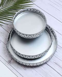 Luxury Silver Aluminium Round Tray For Wedding Home Decoration in Wholesale Price From India - Product Image 6