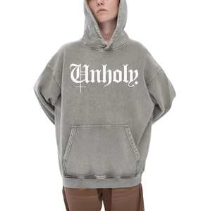 Sudadera con capucha Unholy Acid Wash personalizada para fabricantes, sudadera atea, sudadera con capucha extragrande, sudadera con cremallera completa de peso pesado, estilo libre, 100% algodón - Product Image 2
