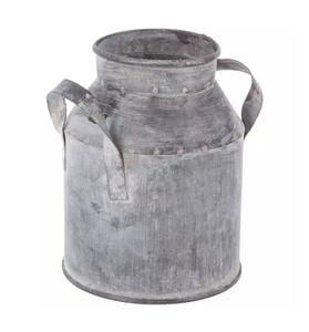 Proveedor Mayorista De Lata De Leche De Hierro Con Mango Acabado Antiguo Florero De Metal De Forma Redonda De Lujo Al Por Mayor. - Product Image 2