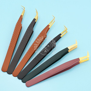 Nouvelle arrivée pince à cils méga volume antidérapante 90 degrés pointe de fibre outil applicateur d'extension de cils pince à cils courbe ergonomique - Product Image 1