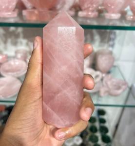 Punta de torre de cuarzo rosa natural tallada cristal curativo Feng Shui varita de decoración del hogar - Product Image 6