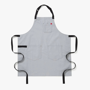 Simple Sleeveless Bib <b>Apron</b> Gray Canvas Heavy Duty Reusable with 3 Pockets Machine Washable for Cooking Daily Use - Product Image 1
