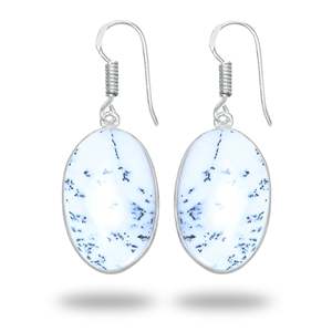 Pendientes de Moda al por Mayor, con Cabujones de Varias Formas, Chapados en Plata, de Latón, con Piedras Preciosas de Ágata Dendrítica y Ópalo, con Gancho - Product Image 2