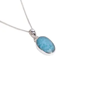 Sky blue larimar pendant sterling silver 925 logo jewelry manufacturer handmade silver pendants classic wedding special