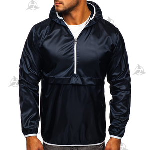 Chaqueta cortavientos para correr de nailon 100% cómoda al por mayor de OEM lona impermeable color sólido transpirable y resistente al viento - Product Image 2