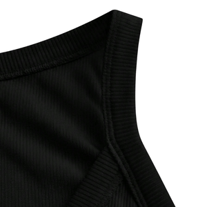 Débardeur côtelé pour femme, col en V, coupe ajustée, extensible, sans manches, décontracté, uni, été, tricot doux, séchage rapide, respirant, noir - Product Image 4