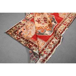 4.3x7 ft Turkish Rug, Vintage Area Rug, Red Brown Striped Rug - Product Image 4