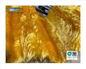 Tissu en fausse fourrure tricotée jaune tournesol, à poils longs 30/35mm, pour vêtements, jouets, vêtements pour femmes, sacs et chaussures - Product Image 6