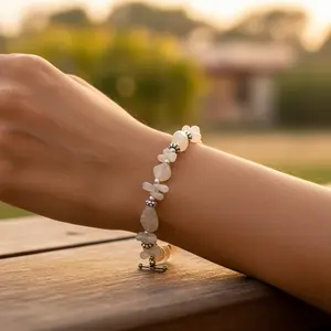 "Garnet Ball <b>Jade</b> <b>Bracelet</b> for Women Statement Beaded Bangles" - Product Image 1