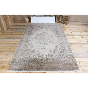 Vintage 7.1x11.2 ft Rug, Turkish Oversize Rug, <b>Brown</b> Floral Rug - Product Image 1
