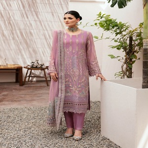 Trajes de gasa de lujo de diseñador pesado para mujer, vestido de fiesta Original paquistaní de marca, vestido Salwar Kameez listo para usar - Product Image 2