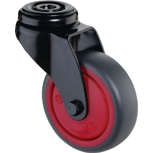 Rueda Giratoria de 75 mm de Diámetro para Muebles, Ruedas BS con Capacidad de Carga de 60 kg, Rodamiento de Bolas, Goma Gris con Orificio de Montaje - Product Image 3