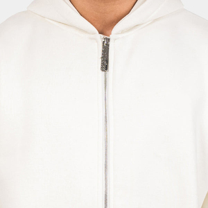 Sweat-shirt à capuche en coton épais pour homme, surdimensionné, zippé, thermique, à épaules tombantes, en polaire pour l'hiver - Product Image 4