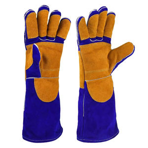 Guantes de soldadura de alta calidad de 16 pulgadas, resistentes al calor, guantes para barbacoa, guantes de soldador de cuero vacuno, en oferta. - Product Image 1