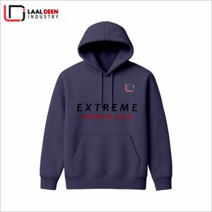 เสื้อฮู้ดกราฟิกสำหรับผู้ชายโอเวอร์ไซส์ผ้าคอตตอน100% แบบเรียบปักโลโก้ด้านหน้าแบบตะเข็บตะเข็บ - Product Image 5